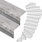 Traprenovatie set - 2 kwart draai - 12 treden SPC toplaag Beton grijs incl. stootborden