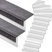 Traprenovatie set - 1 kwart draai - 15 treden SPC toplaag Beton zwart incl. witte stootborden