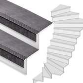 Traprenovatie set - 2 kwart draai - 12 treden SPC toplaag Beton zwart incl. witte stootborden
