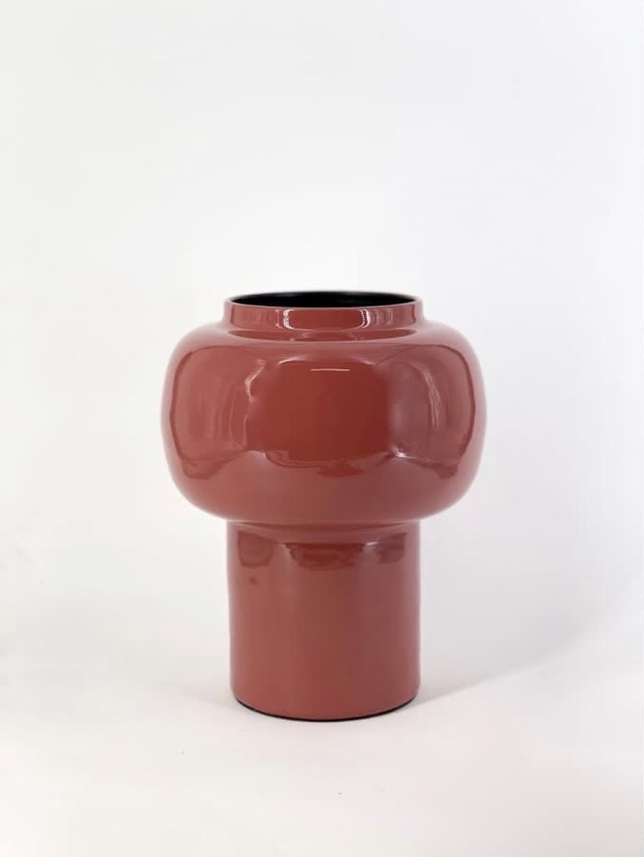 Dekocandle Vaas Enamel Stone-Red - Ø 20 x 24 cm - Metal Rood