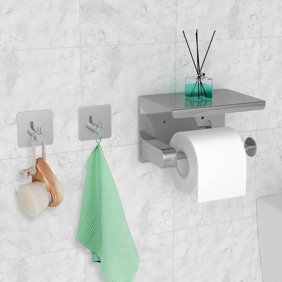 Celbon SUS 304 roestvrijstalen zelfklevende toiletpapierrolhouder, eenvoudige installatie zonder boren