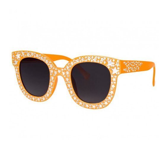 Zonnebril met steentjes - Festival bril - Rave bril - Glasses - Koningsdag accessoires - Oranje van Merkloos — afbeelding 2