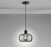 Fischer & Honsel - Hanglamp Dima - 1x E27 max. 40,0 W (excl.) - Zwarte Zandgrond Metaal met Rookglas