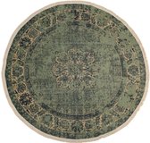 Supervintage vintage stijl groen tapijt rond 120 x 120 cm