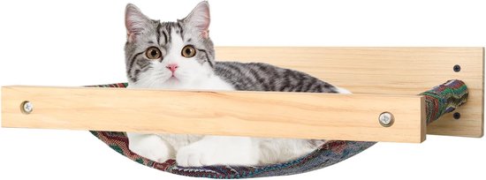 Foto: Kattenhangmat voor wandmontage kattenrek klimlandschap kattenslaapplaatsen kattenmeubel om te slapen spelen klimmen en loungen draagkracht tot 10 kg