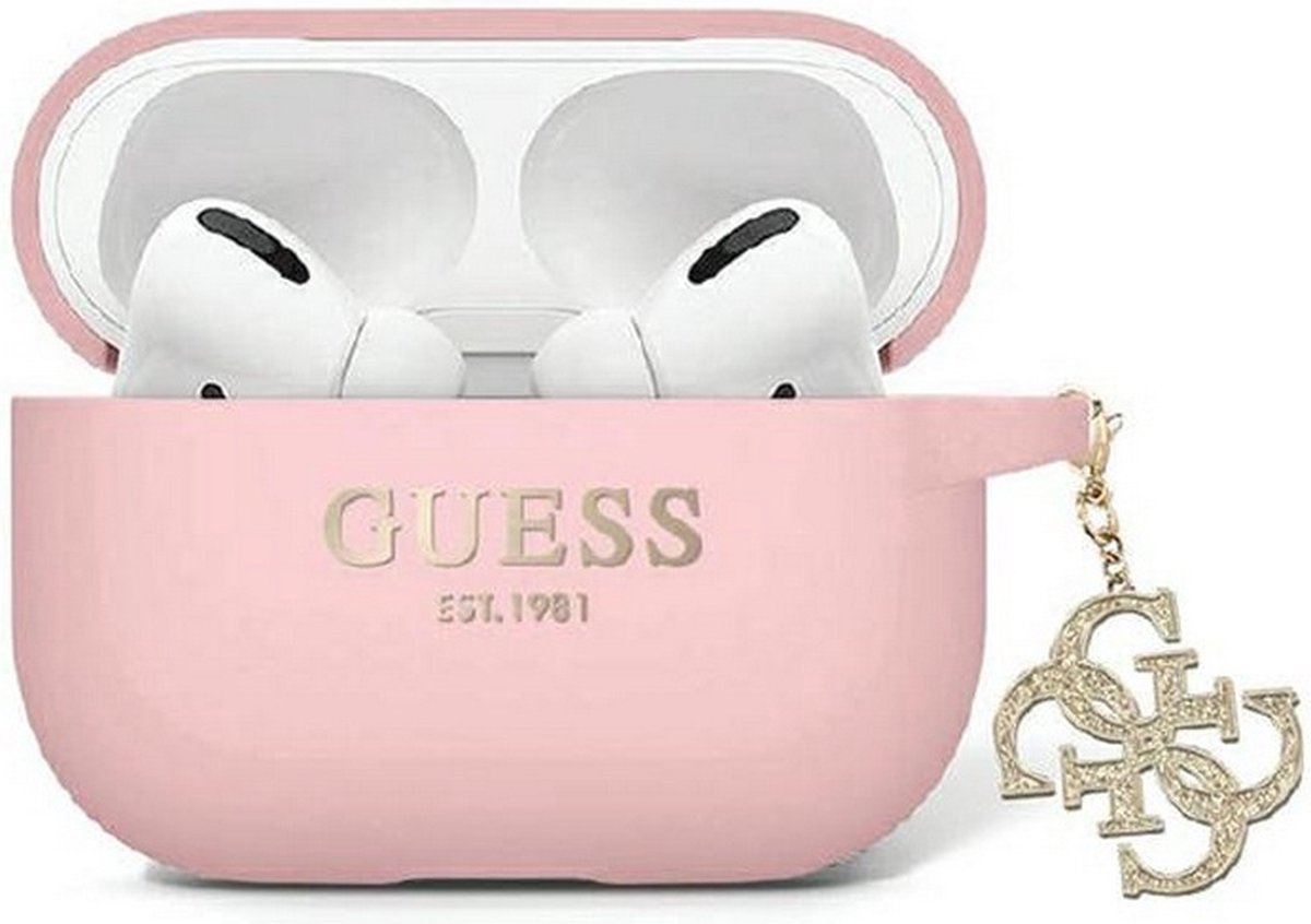 Guess Glitter Charm Silicone Case - Geschikt voor Apple Airpods Pro 2 (2e gen) - Roze