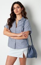 Gestreepte blouse met korte mouwen - nieuwe collectie - lente/zomer - dames - blauw - maat L