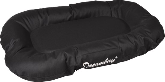 Hondenmand Dreambay® Ovaal Zwart – 80x60x14 cm – waterafstotend & wasbare hoes – duurzaam hondenkussen – Flamingo