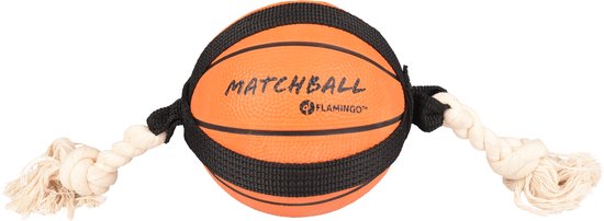 Flamingo Matchball Basketbal met Touw – Oranje | 40 cm | Sterk, Speels & Perfect voor urenlang plezier voor uw hond!
