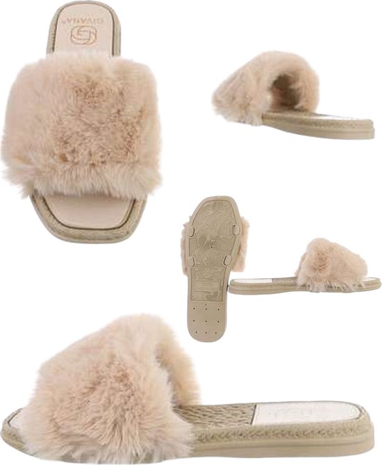 Givana Fluffy muiltjes - slippers beige 38