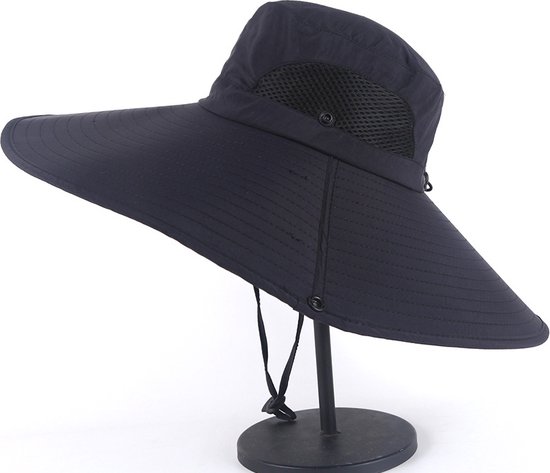 Brede rand zonnehoed voor mannen / vrouwen-zonnehoed-vissen hoed-UV-bescherming mannen Bucket Hats-vouwbare vissershoed-ademende Boonie hoed voor vissen, wandelen-zwart