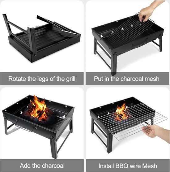 Charcoal Grill Picnic Grill Roestvrij Staal Kleine Grill Draagbare Camping Grill Afneembare BBQ Roosters voor Outdoor Garden Party enz. van Treepark. — afbeelding 3