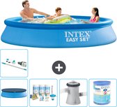 Intex Rond Opblaasbaar Easy Set Zwembad - 305 x 61 cm - Blauw - Inclusief Afdekzeil - Onderhoudspakket - Zwembadfilterpomp - Filter - Stofzuiger