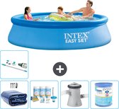 Intex Rond Opblaasbaar Easy Set Zwembad - 305 x 76 cm - Blauw - Inclusief Solarzeil - Onderhoudspakket - Zwembadfilterpomp - Filter - Stofzuiger