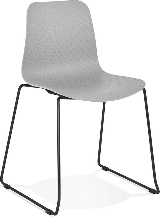 Alterego Moderne, grijze stoel 'EXPO' met poten van zwart metaal