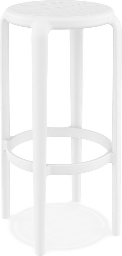 Tabouret de bar Alterego 'PEYA' en plastique blanc pour usage intérieur/extérieur