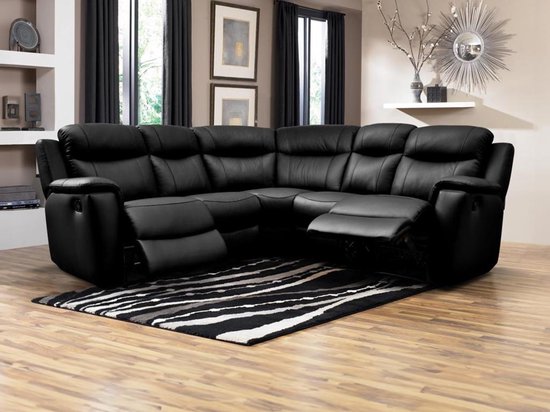 Canapé d'angle relax cuir EVASION - noir L 217 cm x H 100 cm x P 217 cm