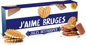 Jules Destrooper Parijse Wafels (100g) & Amandelbrood met chocolade (125g) - "I love Bruges / j’aime Bruges" - Belgische koekjes - 225g