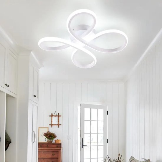Comely Led-plafondlamp, 18 W, 2000 lm, golvend, metalen kroonluchter, led- plafondlamp, neutraal licht, 4000 K, voor eetkamer, woonkamer, hal, keuken ( zilver Comely Led-plafondlamp, 18 W, 2000 lm, golvend, metalen kroonluchter, led- plafondlamp, neutraal licht, 4000 K, voor eetkamer, woonkamer, hal, keuken ( zilver