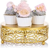 Taartstandaard Cupcakestandaard Goud: 20 cm Taartstandaards Feest Bruiloft Verjaardag Bruidstaartdecoratie Ronde metalen bruidstaartstandaard voor taart