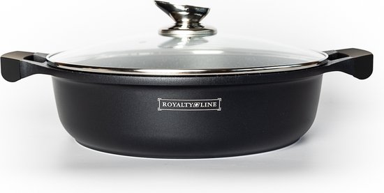 Royalty Line ® BR34M Braadpan Inductie - Stoofpot - Ø 34 cm / 7 Liter - Voor Alle Warmtebronnen - Zwart