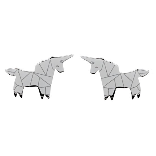 Behave Oorbellen unicorn zilver kleur