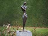 Brons beeld - Tuinbeeld Moeder met kind - modern beeld - Bronzartes - 54 cm hoog