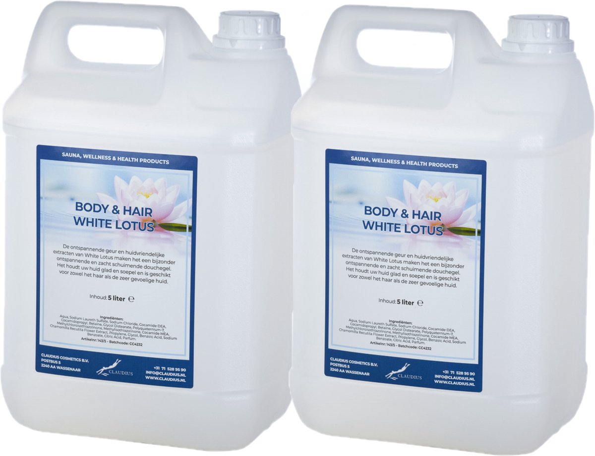Goedkoopste Body & Hair White Lotus - 5 Liter - set van 2 stuks - 2 in 1 voor lichaam en haar.