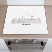 Inductiebeschermer City skyline - Amsterdam | 81 x 52 cm | Keukendecoratie | Bescherm mat | Inductie afdekplaat