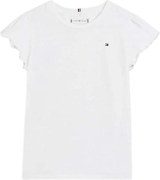 Tommy Hilfiger ESSENTIAL RUFFLE SLEEVE TOP S/S Meisjes Top - White - Maat 10