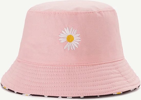 Vissershoed Daisy Roze - Bucket Hat - Omkeerbaar - Madelief