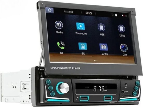 ALLGoods. Autoradio met Klapscherm – Apple Carplay & Android Auto – Autoradio met Bluetooth Klapscherm – Klapscherm Autoradio in 7 Kleuren – met Afstandsbediening – met Achteruitkijkcamera – Autoradio Klapscherm - USB, Aux, Bluetooth - Zwart