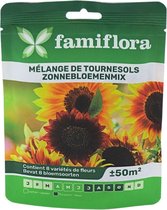 Famiflora zonnebloemenmix bloemenzaden - Mengsel van 8 zonnebloemsoorten - Voor 50m²