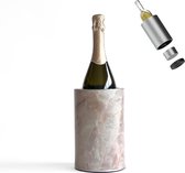 Coolenator Wijnkoeler – Champagnekoeler – Flessenkoeler met Uniek Uitneembaar Vrieselement – Hoogwaardig Aluminium – Marble Onyx