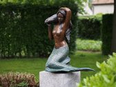 Tuinbeeld - brons - Zeemeermin - Bronzen beeld - 60 cm hoog - bronzartes