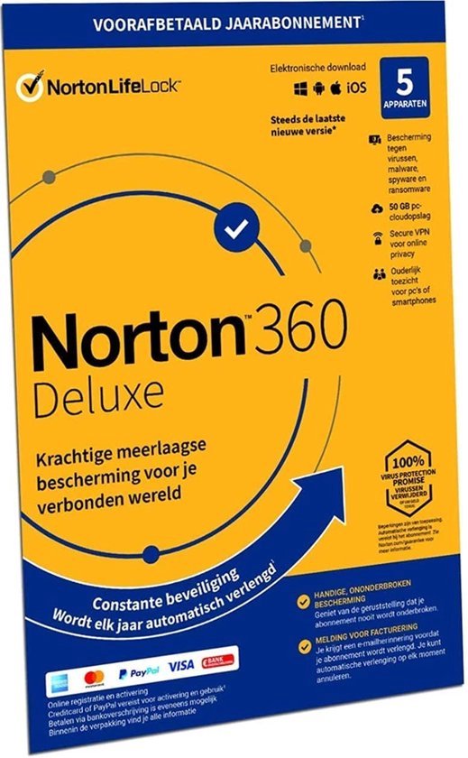 Norton 360 Deluxe 2023 - 5 apparaten - 1 jaar - Retailverpakking