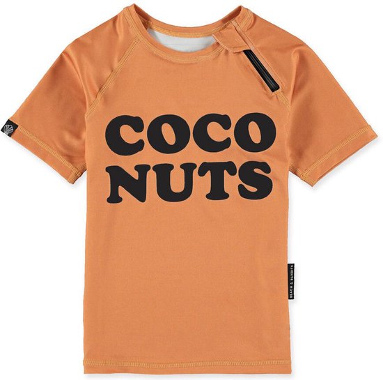 Beach & Bandits - UV-zwemshirt voor kinderen - UPF50+ - Korte mouw - Coco Nuts - Karamel - maat 116-122cm