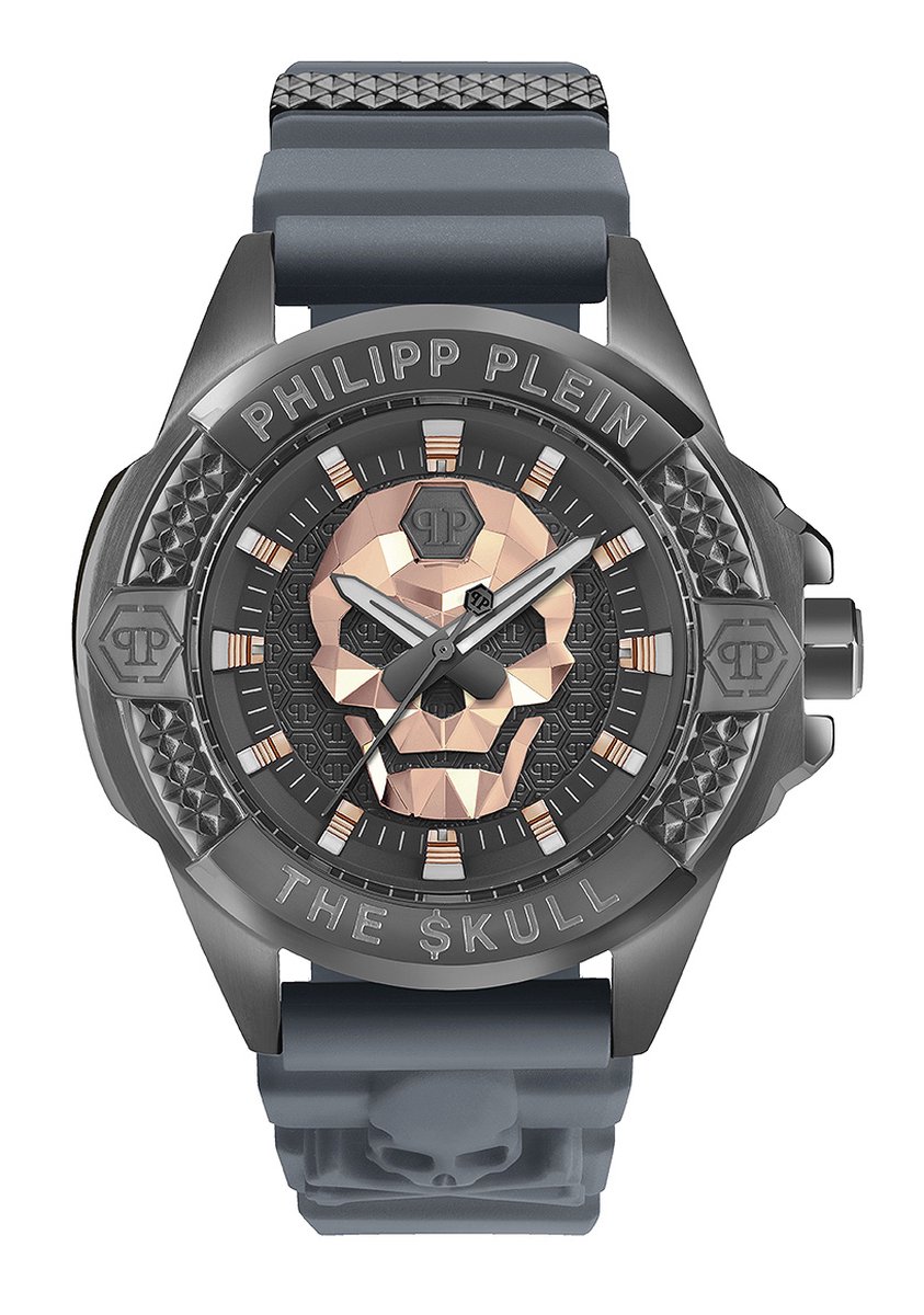 Philipp Plein The $Kull PWAAA2324 Horloge - Siliconen - Grijs - Ø 44 mm