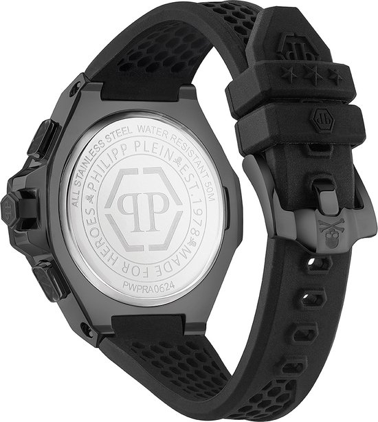 Philipp Plein Plein Chrono Royal PWPRA0624 Horloge - Siliconen - Zwart - Ø 46 mm