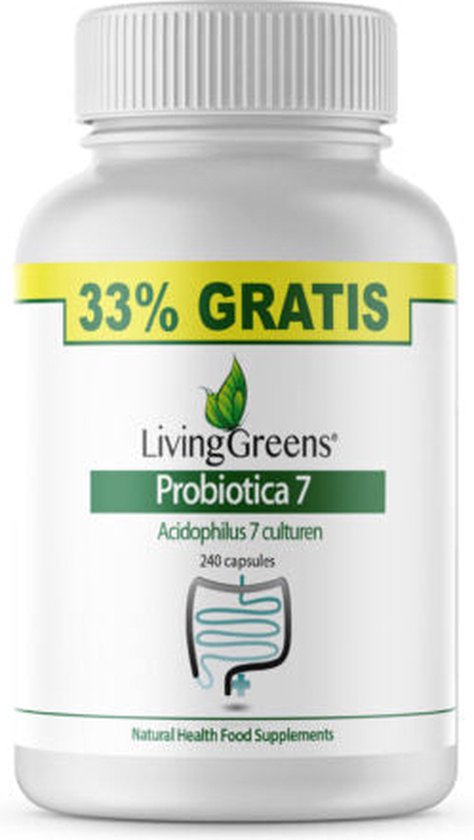 LivingGreens-Probiotica 7 - 180+60 capsules gratis - voordeelverpakking acidophiles - voor gezonde darmen - Lichaamseigen bacteriën