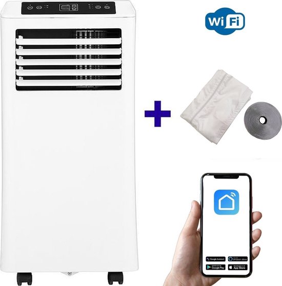 Krachtige airco - mobiele Airco - Wifi - Airco - Luchtkoeler - Airconditioning - Airco's - Luchtreiniger - Wifi - 7000btu - met raamafdichting - luchtreiniger - Geluidsarme - 4 robuuste wielen