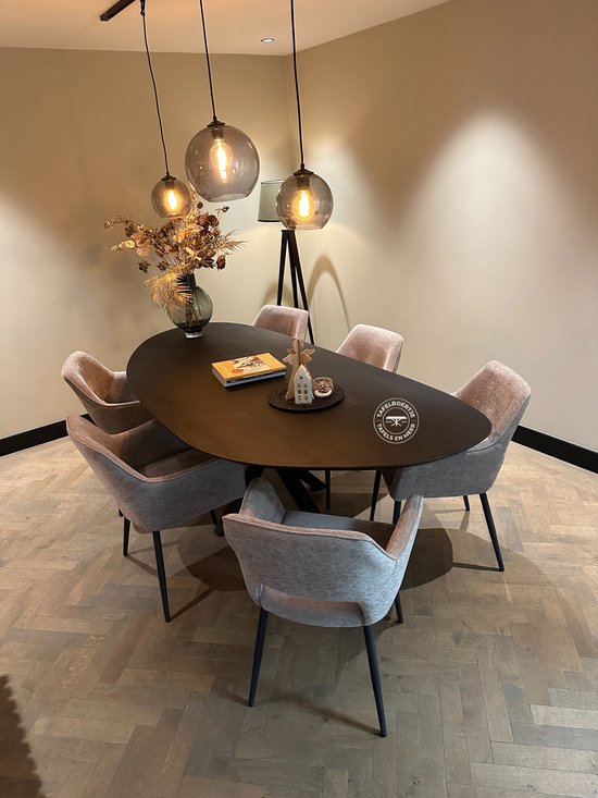 Organisch eiken eettafel 230x105 cm - Smoke 17 - met matrixpoot (Jos ...