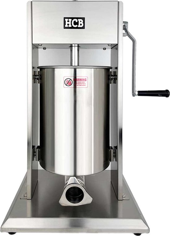 HCB® - Professionele Horeca Worstvuller - verticaal - 12 liter - RVS / INOX - Worstenmaker - Worstmachine - 37x33x63 cm (BxDxH) - 15 kg