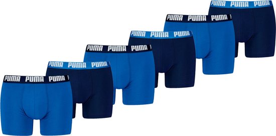 Puma Boxershorts Everyday Basic - 6 pack Blauwe heren boxers - Heren Ondergoed - True Blue - Maat M