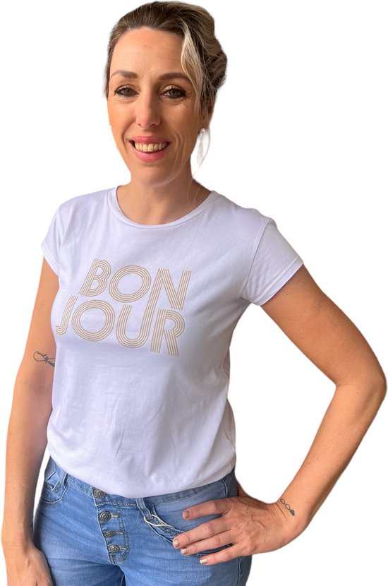 Shirt wit Bonjour musthaves by Elja maat S/M