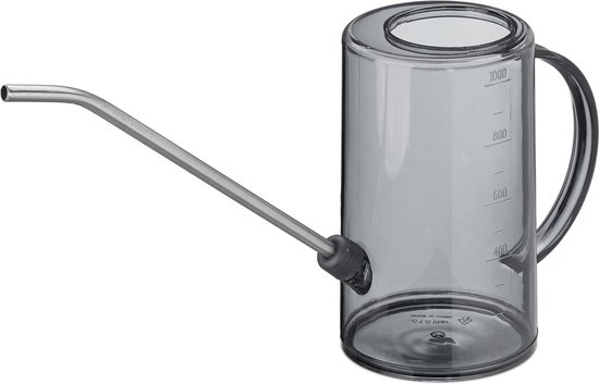 Binnen 1 liter kunststof RVS plantengieter met lange tuit - grijs - voor kamerplanten...