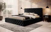 Princce 160 - tweepersoonsbed - slaapkamerbed - gestoffeerd bed - 160x200 - hoge kwaliteit - beddengoedcontainer - met frame - zwart - Maxi Maja