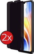 Screenprotector Geschikt voor OPPO A18 Screenprotector Privacy Glas Gehard Full Cover - Screenprotector Geschikt voor OPPO A18 Screenprotector Privacy Tempered Glass - 2 PACK