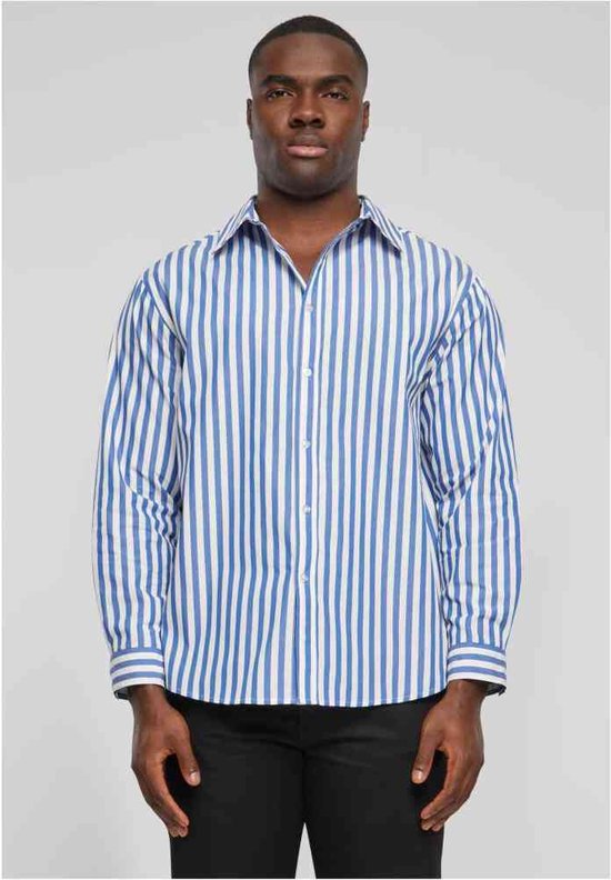 Urban Classics - Striped Summer Overhemd - L - Wit/Blauw