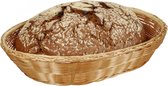 Kesper Brood/fruit mandje - gevlochten kunststof - lichtbruin - ovaal - L33 x B25 x H13 cm - broodmandjes - serveermandjes - fruitmanden